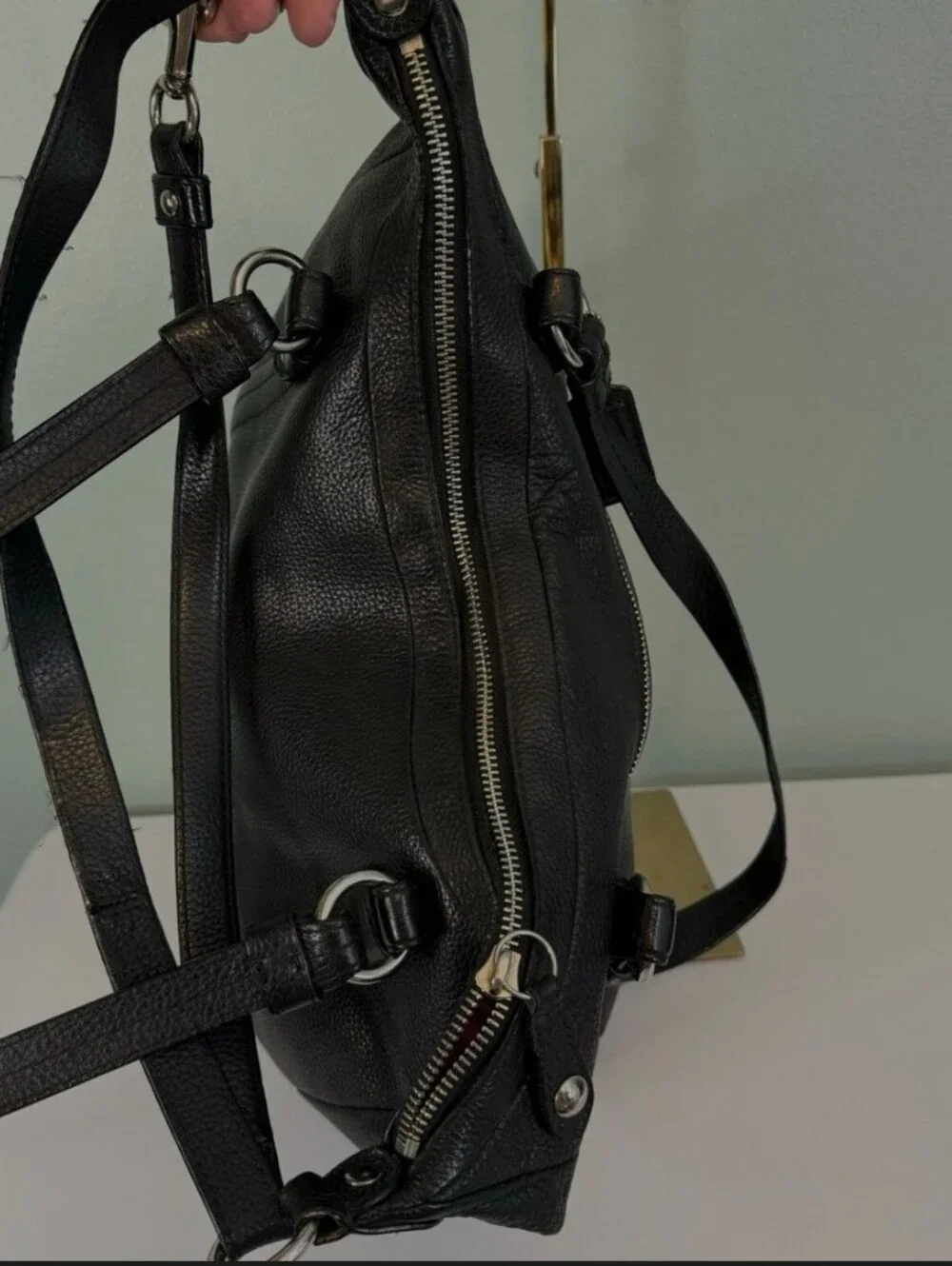 Coach Alexandra Leather Shoulder Bag Black Convertable Satchel F17566 Euc!